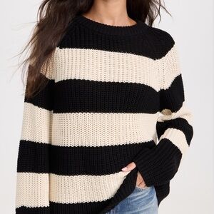 Velvet by Graham & Spencer Black and Cream Striped Sweater